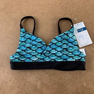 Fin Fun Girls Size Small Tidal Teal Black Reversible Bikini Top NWT